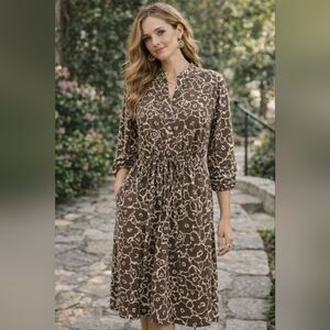 NWT Banana Republic Brown Floral Midi Dress, size Medium